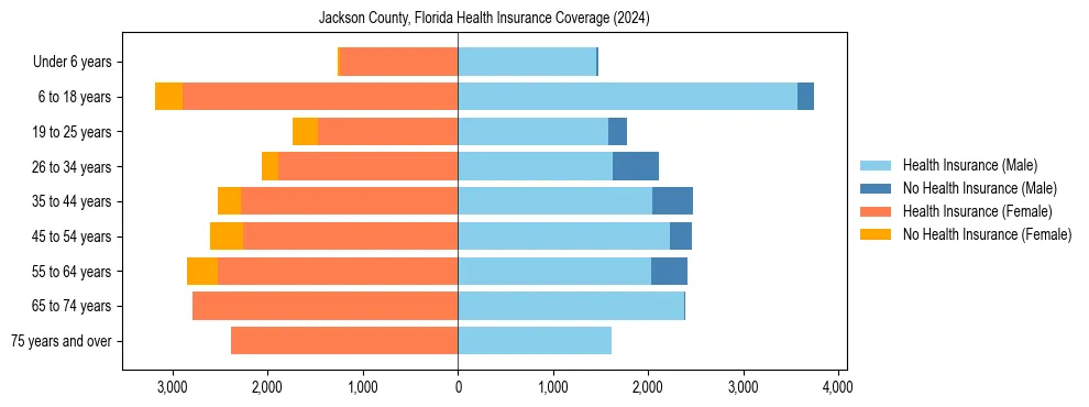 Health insurance pyramid for Jackson County, Florida