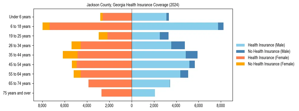 Health insurance pyramid for Jackson County, Georgia
