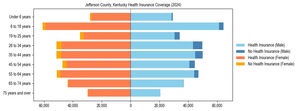 Health insurance pyramid for Jefferson County, Kentucky