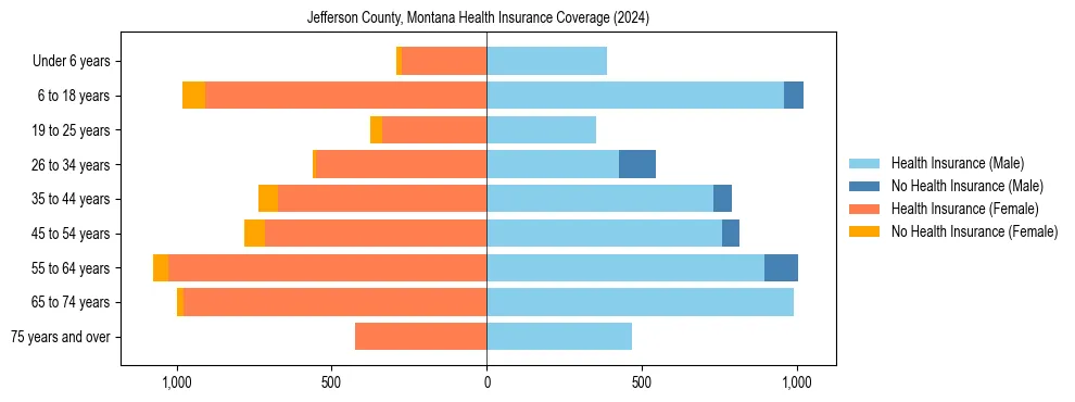 Health insurance pyramid for Jefferson County, Montana