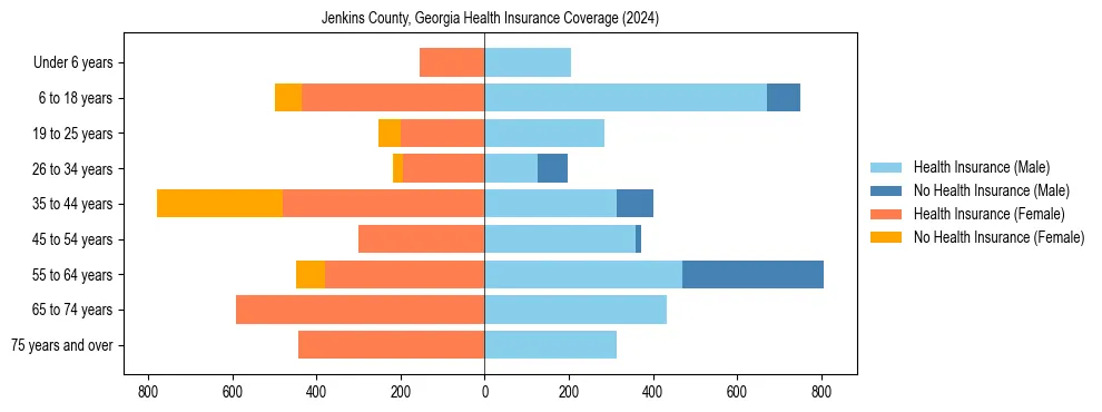 Health insurance pyramid for Jenkins County, Georgia