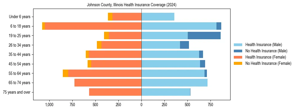 Health insurance pyramid for Johnson County, Illinois