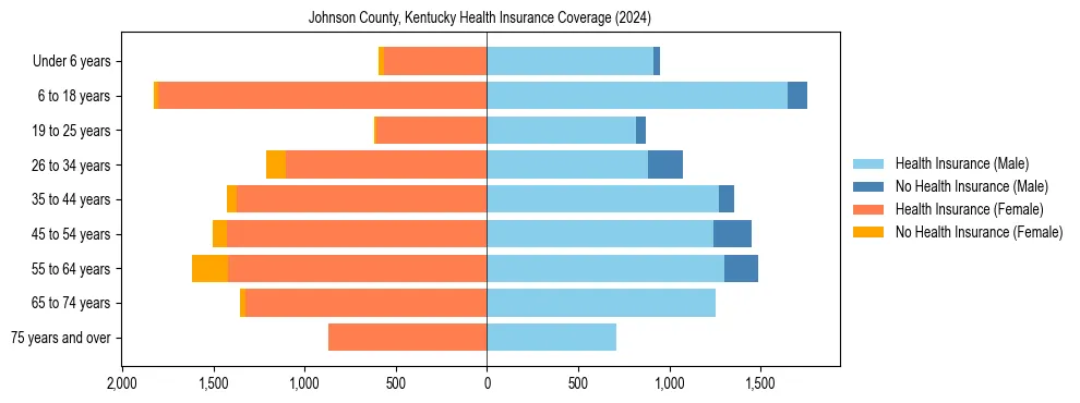 Health insurance pyramid for Johnson County, Kentucky