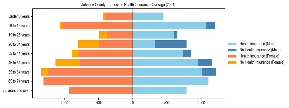 Health insurance pyramid for Johnson County, Tennessee