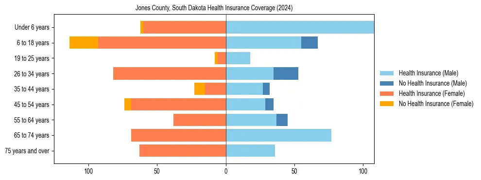 Health insurance pyramid for Jones County, South Dakota