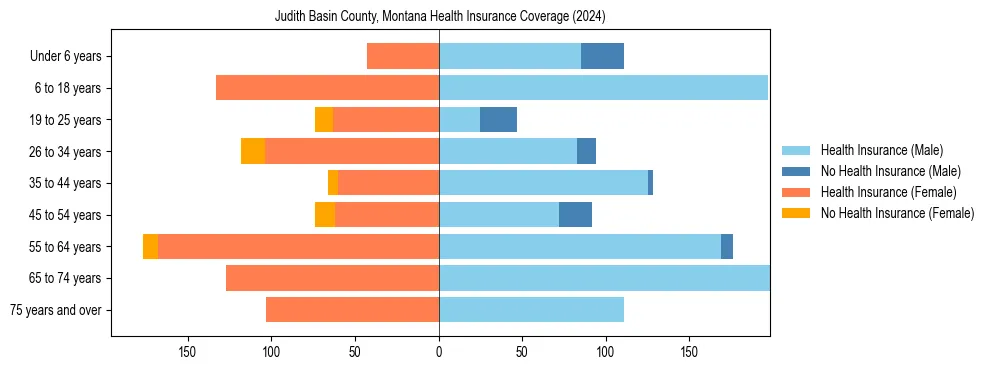 Health insurance pyramid for Judith Basin County, Montana