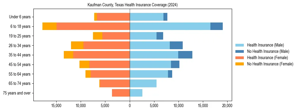 Health insurance pyramid for Kaufman County, Texas