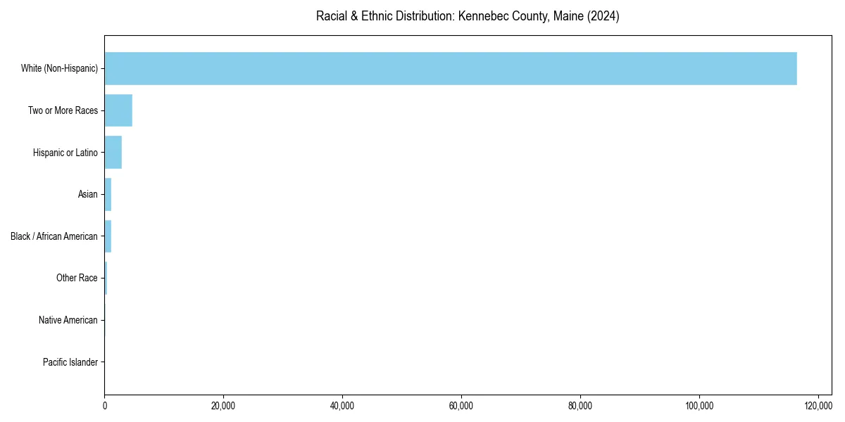 Bar chart showing racial distribution in  for 2024