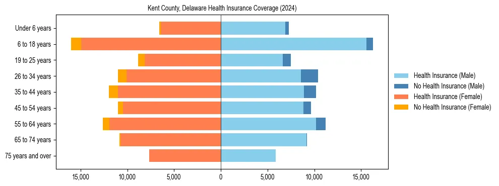 Health insurance pyramid for Kent County, Delaware