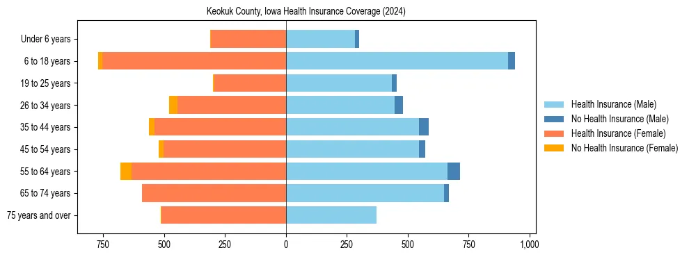 Health insurance pyramid for Keokuk County, Iowa