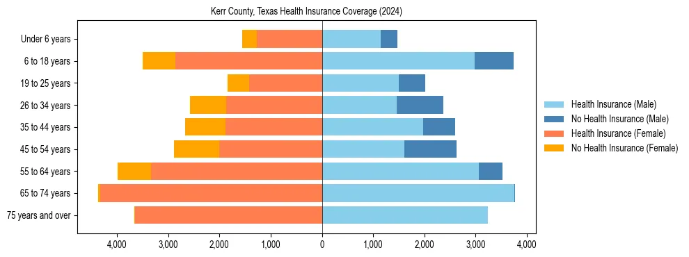 Health insurance pyramid for Kerr County, Texas