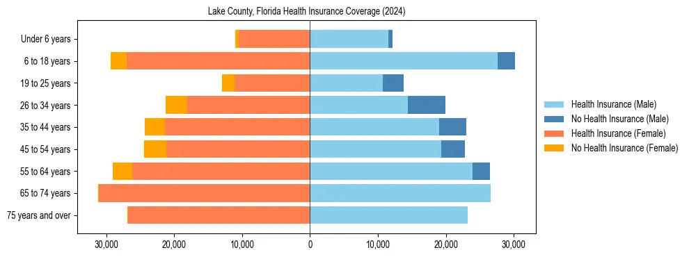 Health insurance pyramid for Lake County, Florida