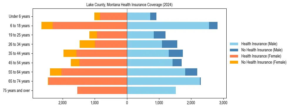 Health insurance pyramid for Lake County, Montana