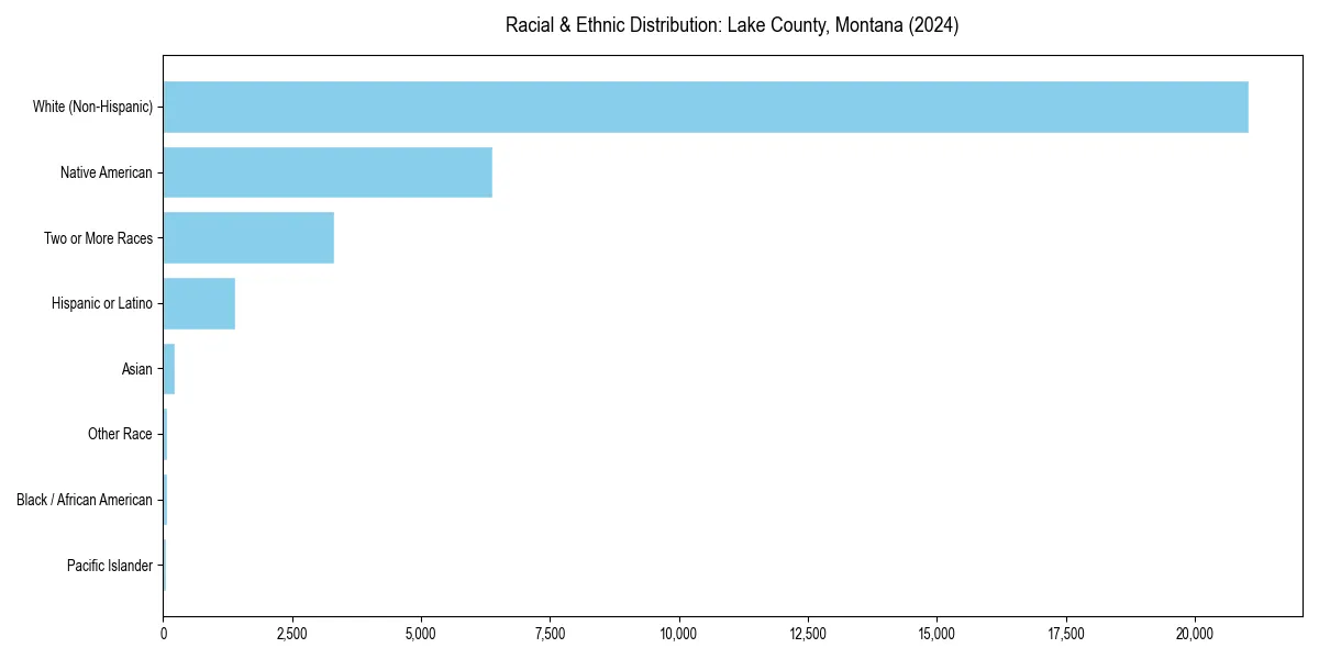 Bar chart showing racial distribution in  for 2024