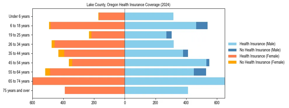 Health insurance pyramid for Lake County, Oregon