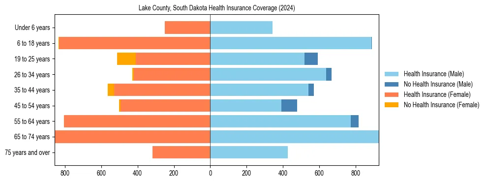 Health insurance pyramid for Lake County, South Dakota