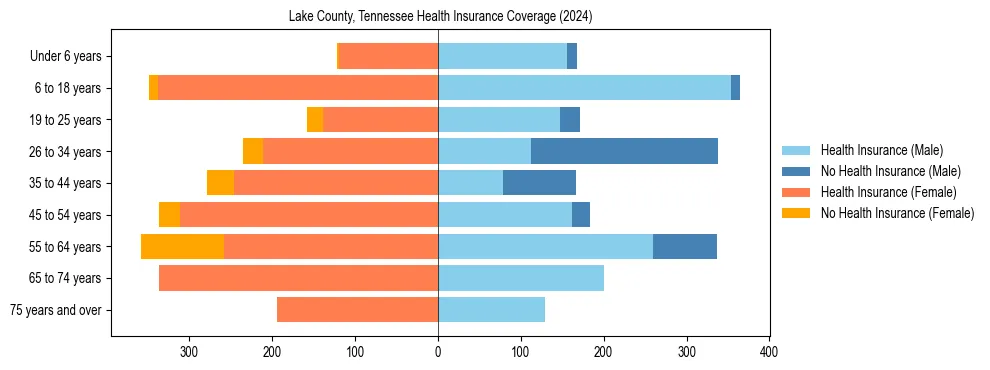 Health insurance pyramid for Lake County, Tennessee