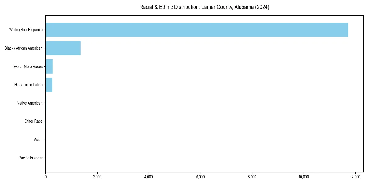 Bar chart showing racial distribution in  for 2024