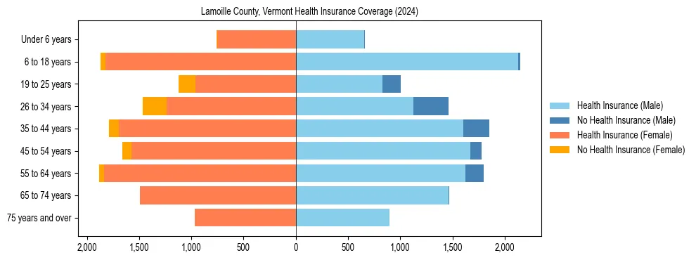 Health insurance pyramid for Lamoille County, Vermont