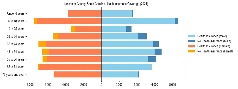 Health insurance pyramid for Lancaster County, South Carolina