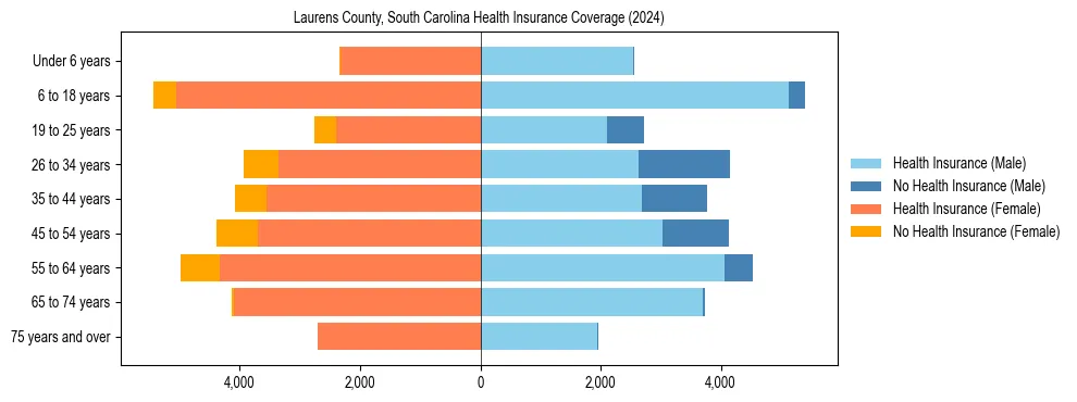 Health insurance pyramid for Laurens County, South Carolina