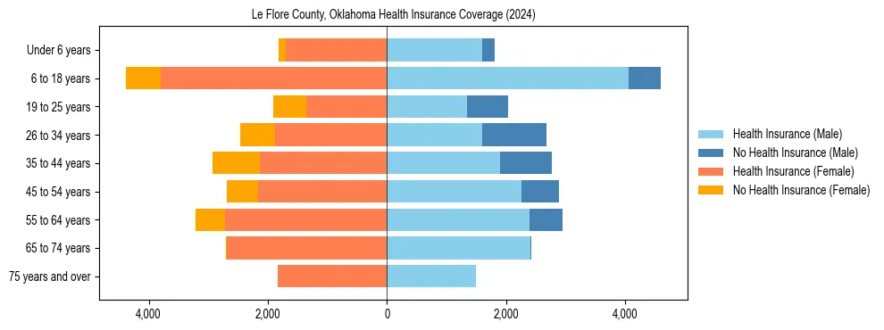 Health insurance pyramid for Le Flore County, Oklahoma