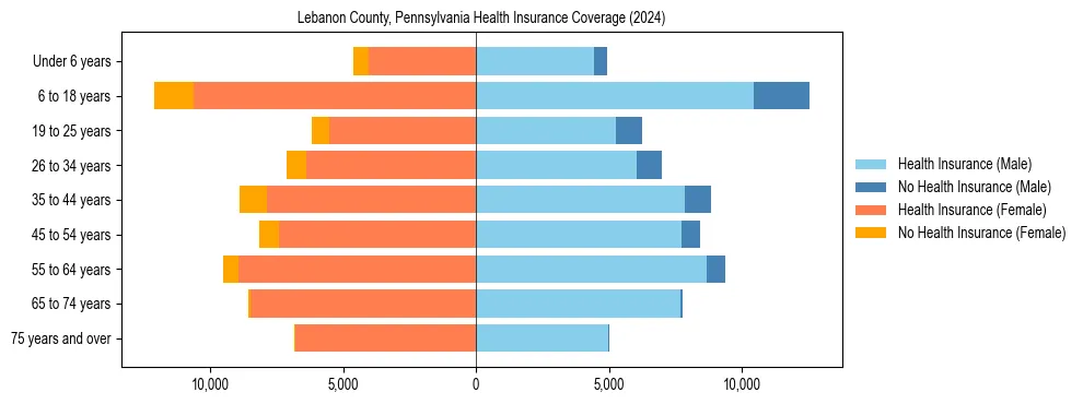Health insurance pyramid for Lebanon County, Pennsylvania