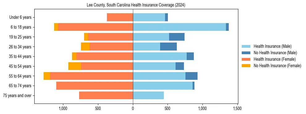 Health insurance pyramid for Lee County, South Carolina