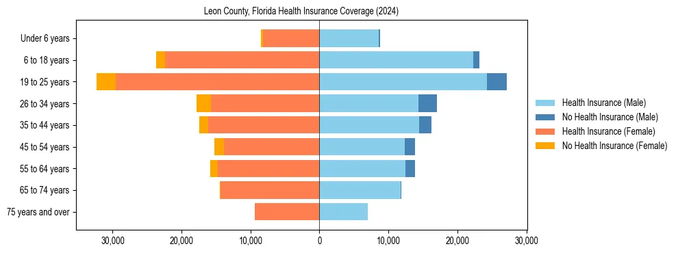 Health insurance pyramid for Leon County, Florida