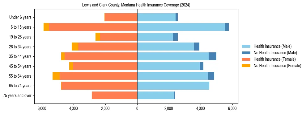 Health insurance pyramid for Lewis and Clark County, Montana