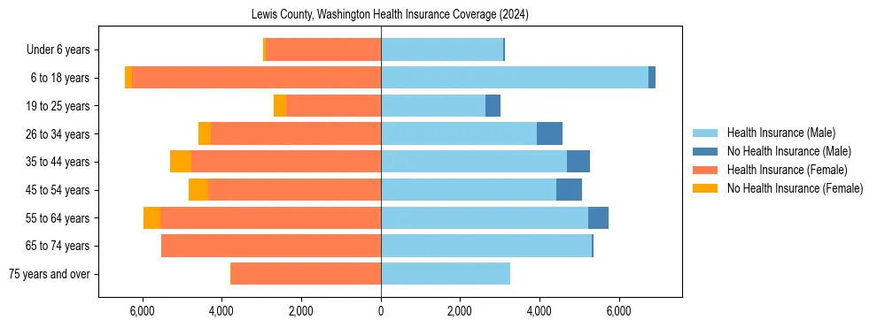 Health insurance pyramid for Lewis County, Washington