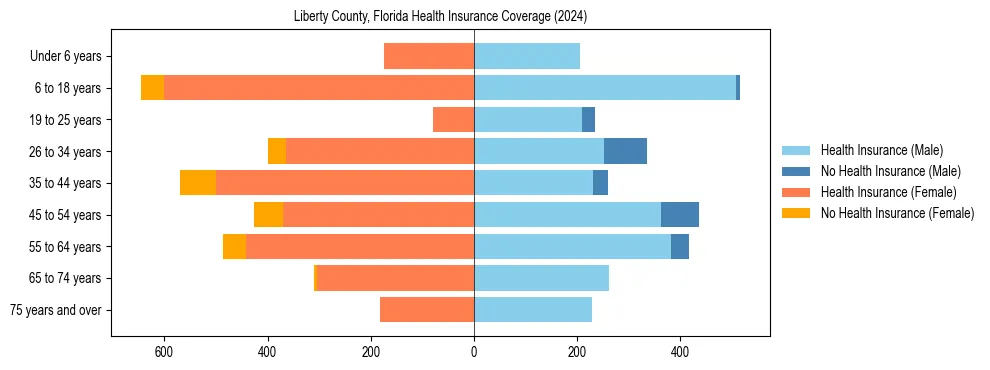 Health insurance pyramid for Liberty County, Florida