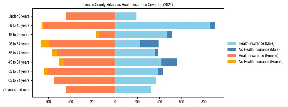 Health insurance pyramid for Lincoln County, Arkansas