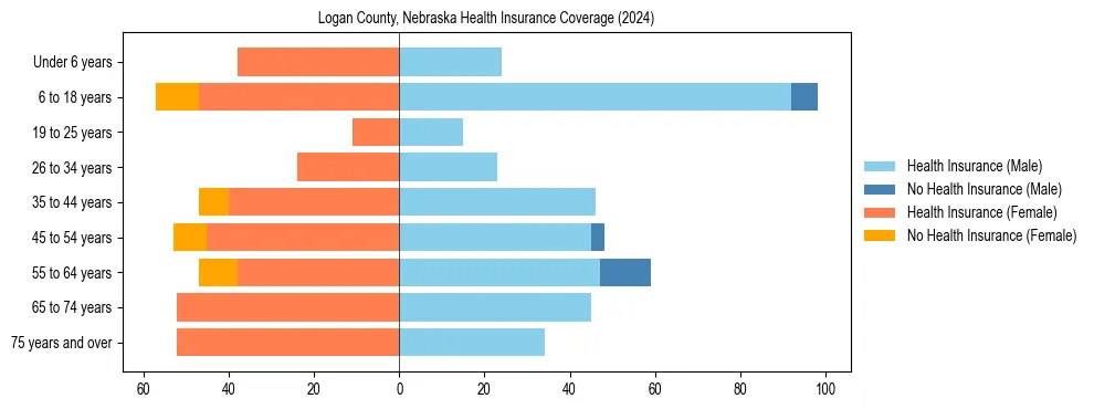 Health insurance pyramid for Logan County, Nebraska
