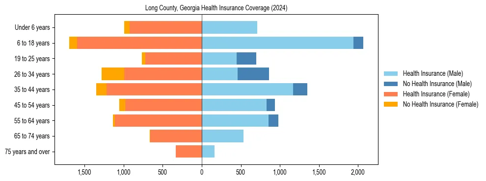 Health insurance pyramid for Long County, Georgia