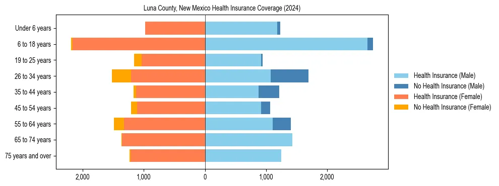 Health insurance pyramid for Luna County, New Mexico