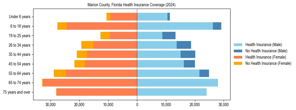 Health insurance pyramid for Marion County, Florida