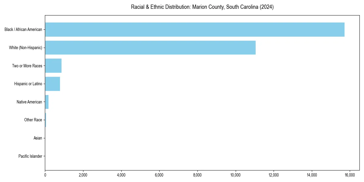Bar chart showing racial distribution in  for 2024