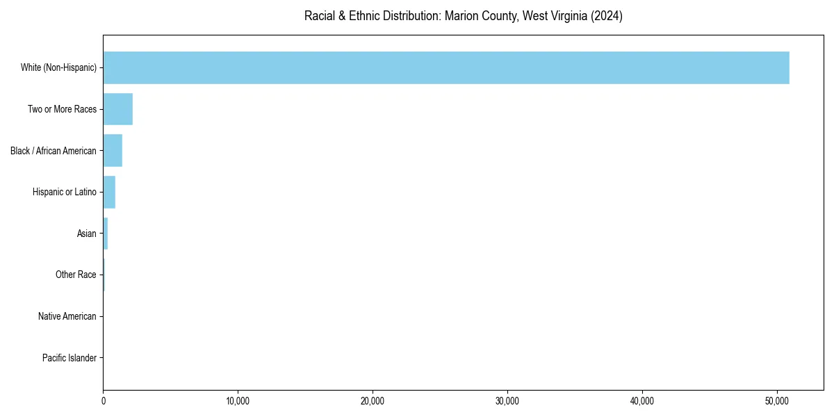 Bar chart showing racial distribution in  for 2024