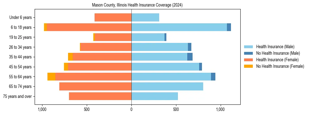 Health insurance pyramid for Mason County, Illinois