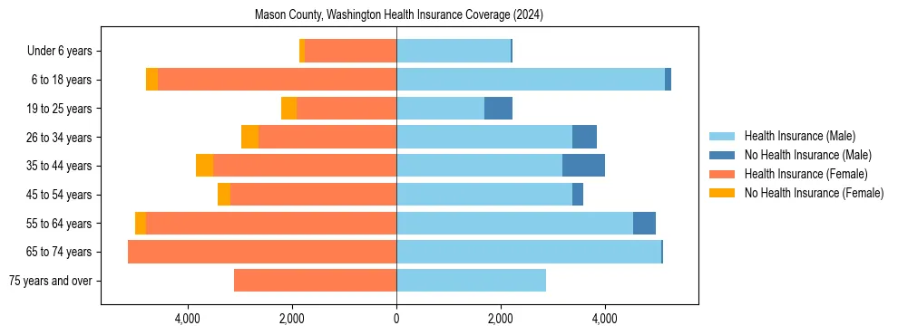 Health insurance pyramid for Mason County, Washington