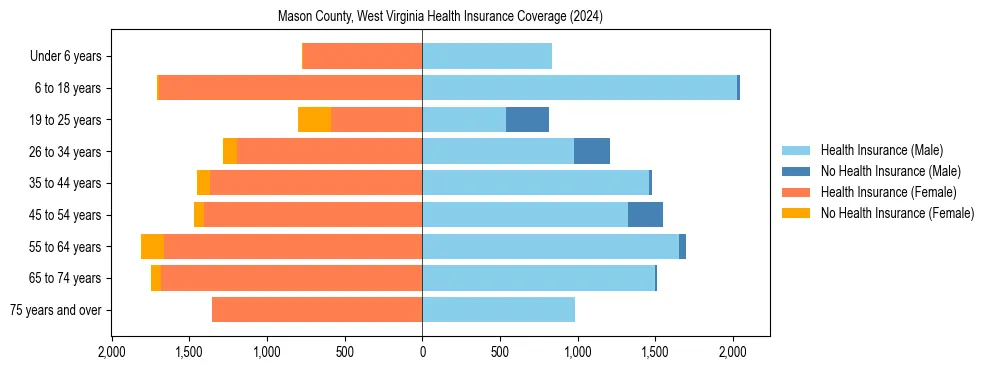 Health insurance pyramid for Mason County, West Virginia