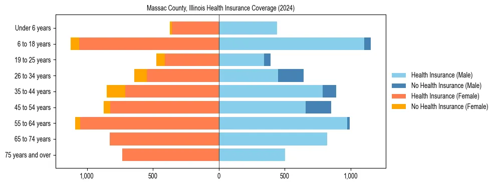 Health insurance pyramid for Massac County, Illinois