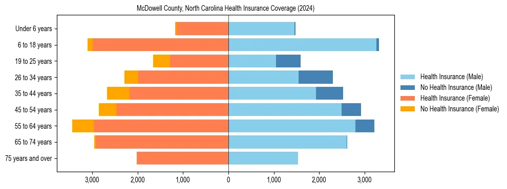 Health insurance pyramid for McDowell County, North Carolina