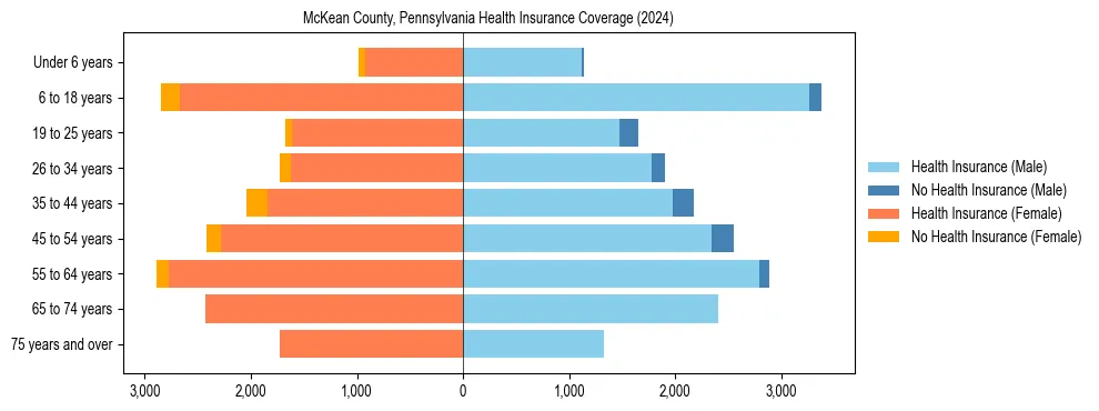 Health insurance pyramid for McKean County, Pennsylvania