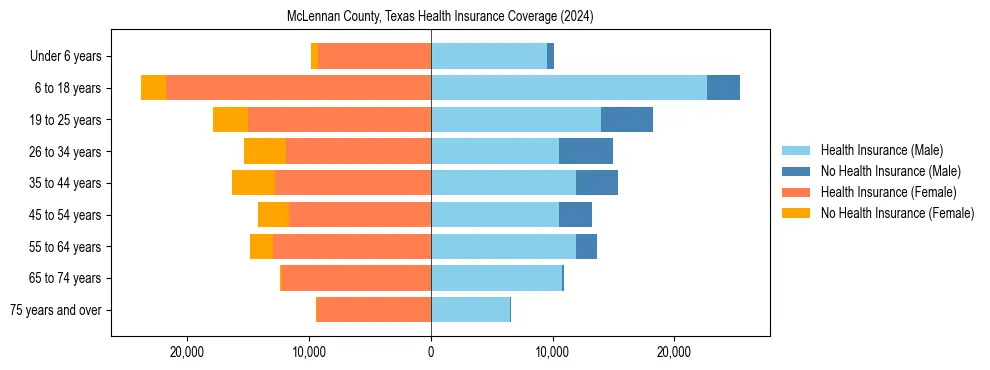 Health insurance pyramid for McLennan County, Texas