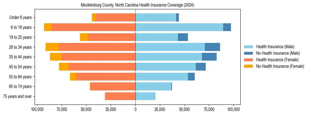 Health insurance pyramid for Mecklenburg County, North Carolina