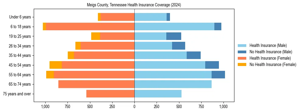 Health insurance pyramid for Meigs County, Tennessee