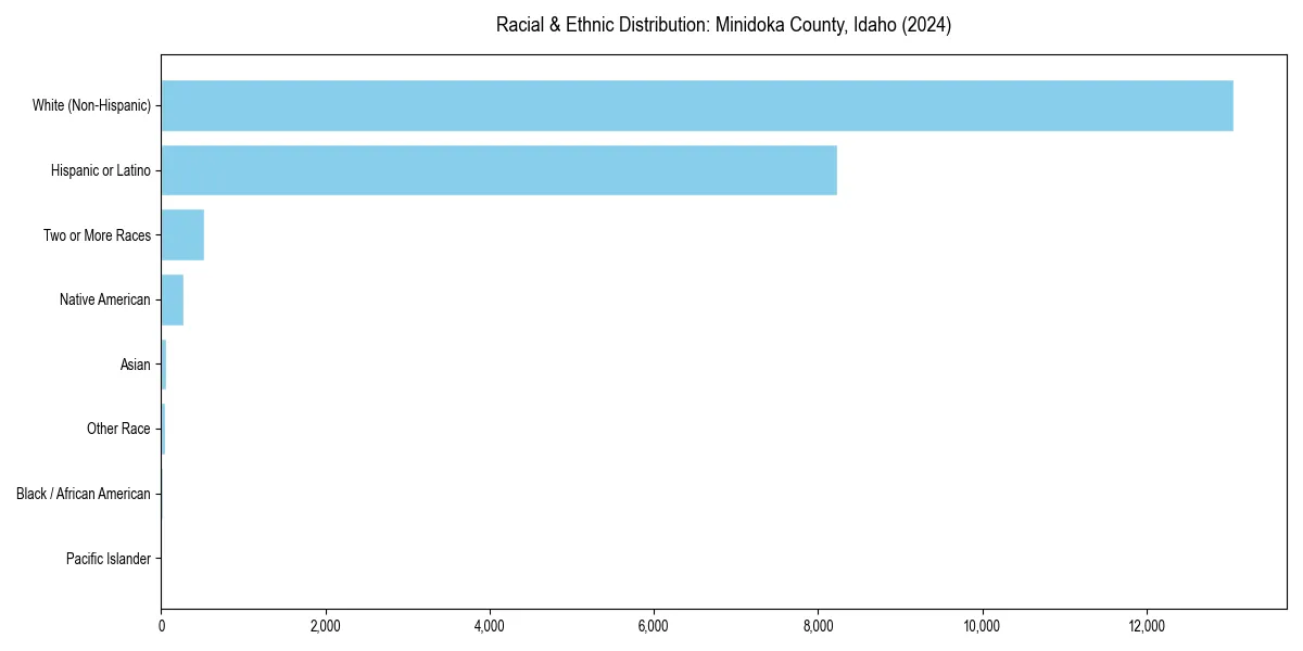 Bar chart showing racial distribution in  for 2024