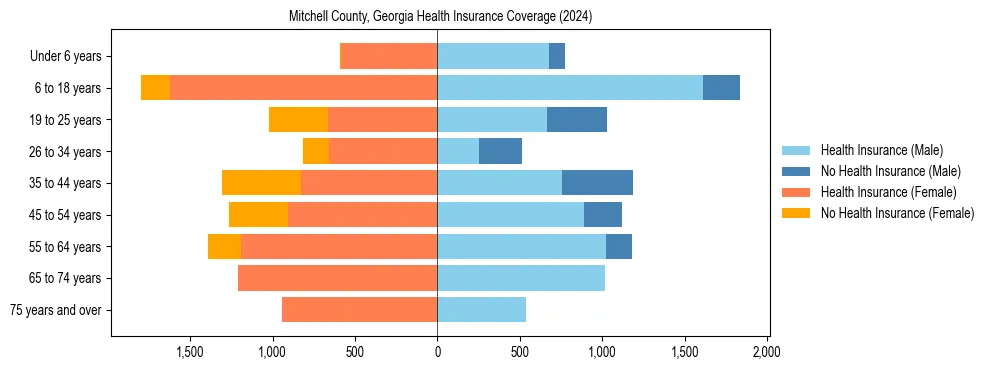 Health insurance pyramid for Mitchell County, Georgia